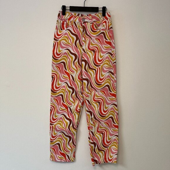 Rue21 Denim - Rue21 Retro Multi Swirl Print Straight Jeans - Size Medium